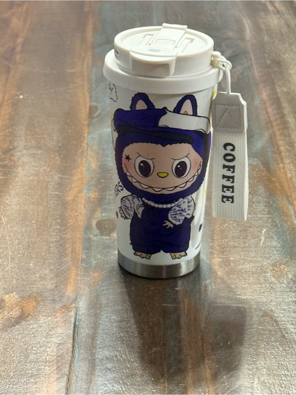 Kawaii Monster Stainless Steel Travel Coffee Tumbler w/ Lid & Strap NWOT
